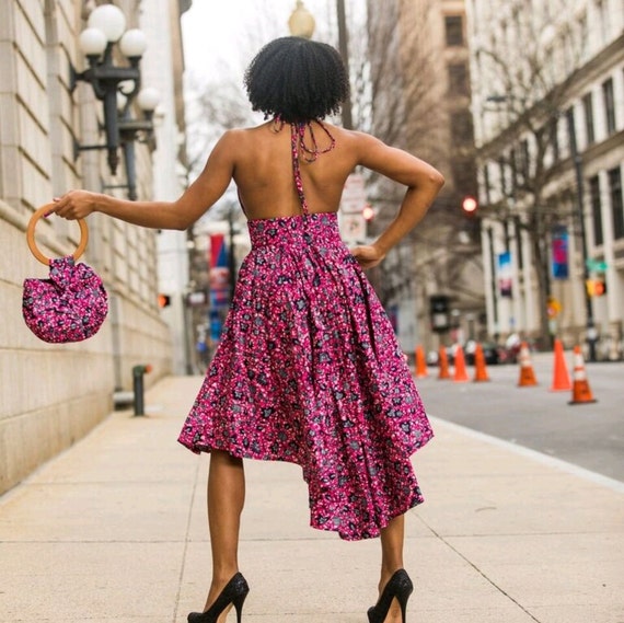 Cotton p print dress with a matching purse Cotton p print dress with a matching purse