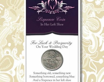 Sixpence In Her Left Shoe Good Luck Wedding Coin