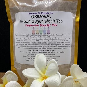 Premium OKINAWA Brown Sugar Powder Mix Boba Bubble Tea Tapioca Pearl Tiger Sugar Milk Tea Smoothie Slushy 10 oz