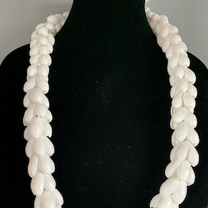 Hawaiian Wedding Bubble Shell Braided Lei Necklace Jewelry Graduation Luau-White