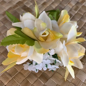 Hawaiian Tuberose Fabric Flower Hair Clip Wedding Hair Clip Graduation Hair Clip Luau Hair Clip Flower Hair Clip  Hawaiian Hair Clip YELLOW