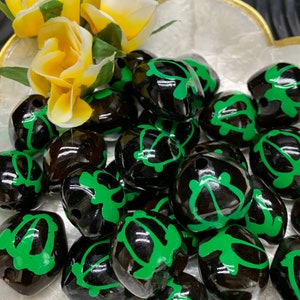 LOOSE Kukui Nuts Hawaiian Kukui Nuts Loose for Lei Making and Kukui Nut Crafts   Wood Beads Hawaiian TURTLE Honu GREEN 10 pcs