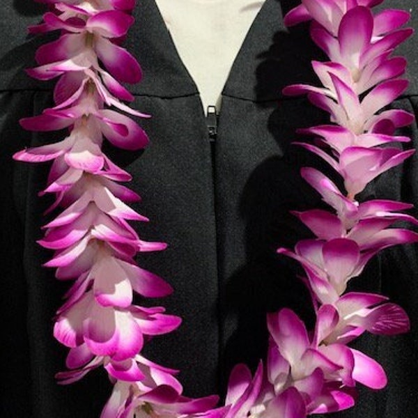 Class of 2024 Hawaiian Plumeria Flower Lei Fabric Flower Lei Graduation Lei Wedding Lei Birthday Lei Hawaiian Artificial Flower PURPLE WHITE