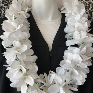 Class of 2025 Hawaiian Plumeria Flower Lei Fabric Flower Lei Graduation Lei Wedding Lei Birthday Lei Hawaiian Artificial Flower Lei WHITE