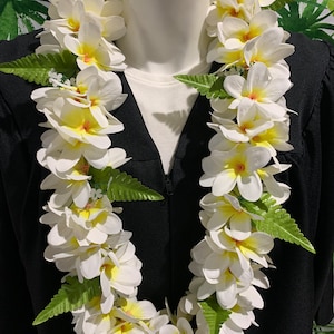 Class of 2024 Hawaiian Plumeria Flower Lei Fabric Flower Lei Graduation Lei Wedding Lei Birthday Lei Hawaiian Artificial Flower Lei YELLOW