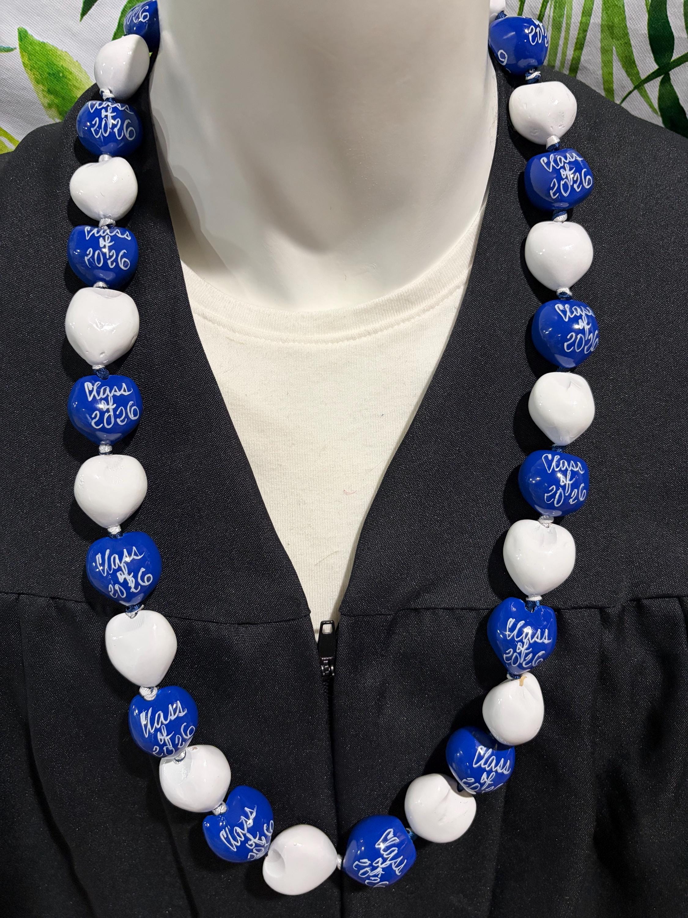 Hawaiian Kukui Nut Lei Class of 2026 Graduation Lei Necklace Solid