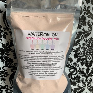 Premium WATERMELON Powder Mix Boba Bubble Tea Tapioca Pearl Smoothie Slushy 10 oz