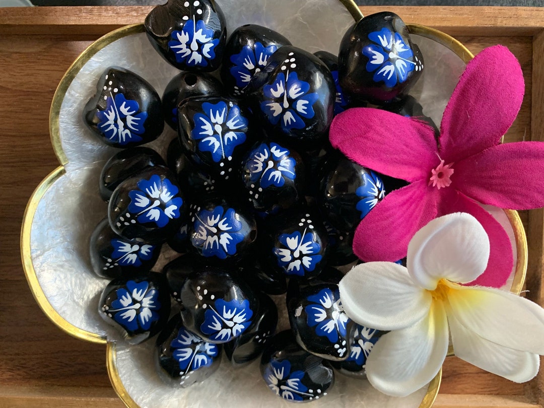 LOOSE Kukui Nuts Hawaiian Kukui Nuts Loose for Lei Making and Kukui Nut Crafts HIBISCUS Flower