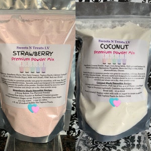 Premium COCONUT Powder STRAWBERRY Powder Boba Bubble Tea Tapioca Pearl Smoothie Slushy 12 oz