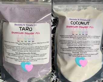 Premium TARO Powder COCONUT Powder Boba Bubble Tea Tapioca Pearl Smoothie Slushy 12 oz total weight