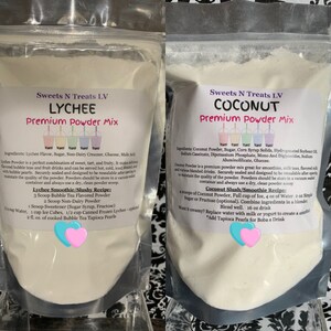 Premium COCONUT Powder LYCHEE Powder Boba Bubble Tea Tapioca Pearl Smoothie Slushy 12 oz