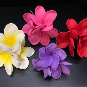 Hawaiian Plumeria FOAM Flower Hair PICK Wedding Pick Graduation Flower Hair Pick Hawaiian Foam Flower Pick Red Pink White Yellow Purple