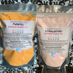 Premium MANGO Powder STRAWBERRY Powder Boba Bubble Tea Tapioca Pearl Smoothie Slushy 12 oz