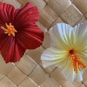Hawaiian Hibiscus FOAM Flower Hair PICK Wedding Pick Graduation Flower Hair Pick Hawaiian Hair Pick Yellow Red 2" Inch