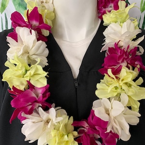 Class of 2025 Hawaiian ORCHID Flower Lei Dendrobium Flower Lei Graduation Lei Wedding Lei Hawaiian ARTIFICIAL Flower Lei PURPLE Yellow White