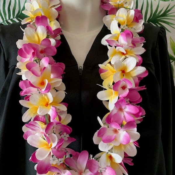 Class of 2024 Hawaiian Plumeria Flower Lei Fabric Flower Lei Graduation Lei Wedding Lei Birthday Lei Hawaiian Artificial Flower Lei PURPLE