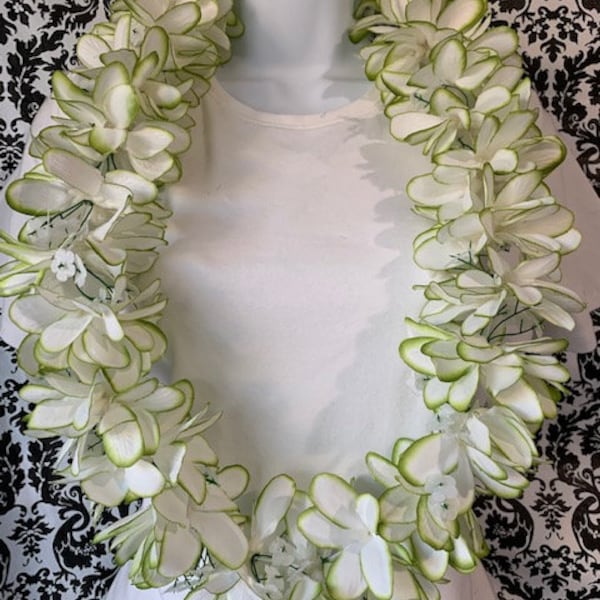 Class of 2024 Hawaiian Plumeria Flower Lei Fabric Flower Lei Graduation Lei Wedding Lei Birthday Lei Hawaiian Artificial Flower Lei GREEN