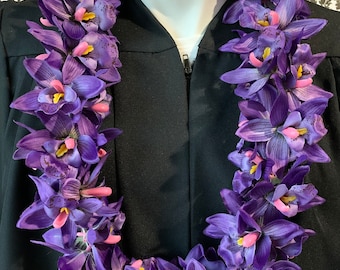 Class of 2026 Hawaiian ORCHID Flower Lei Fabric Flower Lei Graduation Lei Wedding Lei Birthday Lei Hawaiian Artificial Flower Lei PURPLE