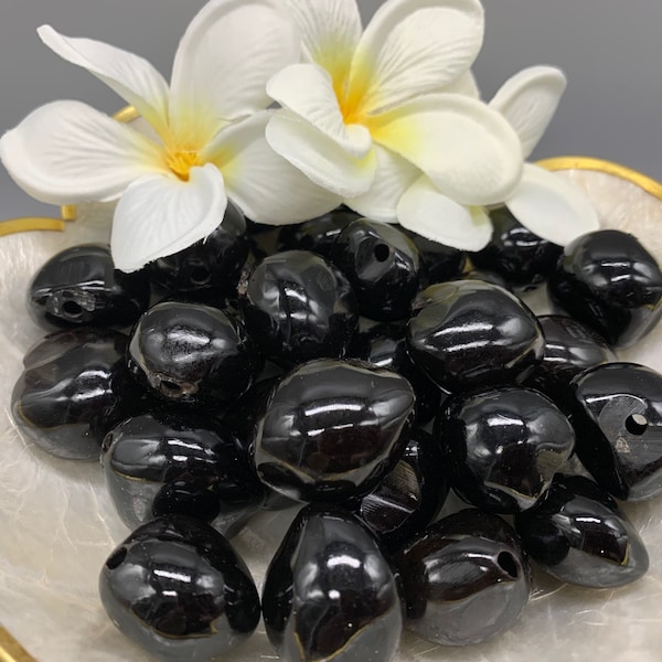 LOOSE Kukui Nuts  Hawaiian Kukui Nuts Loose for Lei Making and Kukui Nut Crafts BLACK