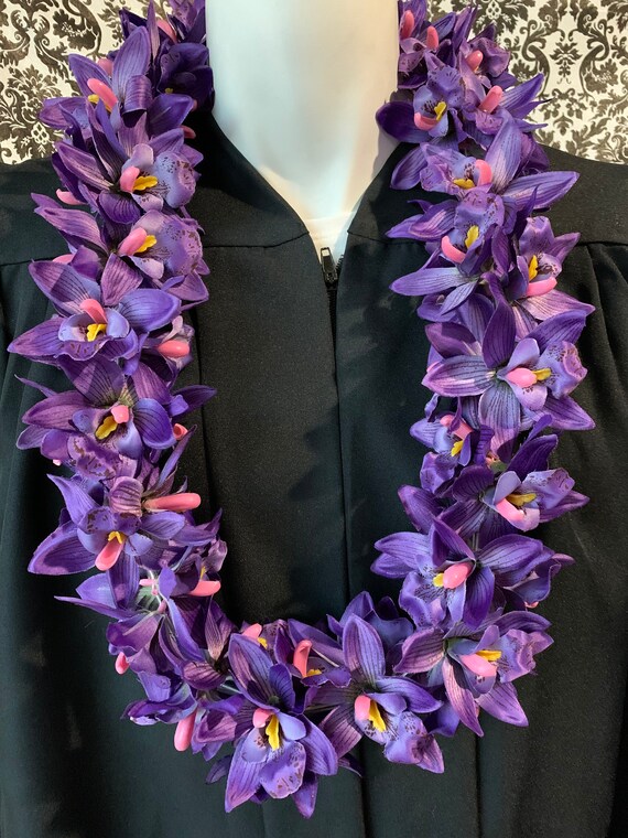 Class Of 22 Hawaiian Orchid Flower Lei Fabric Flower Lei Etsy 日本