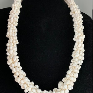 Hawaiian Mongo Shell Lei Necklace Mongo Shell Wedding Lei Mongo Shell Graduation Lei Necklace WHITE