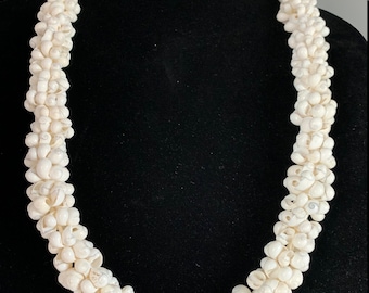 Hawaiian Mongo Shell Lei Necklace Mongo Shell Wedding Lei Mongo Shell Graduation Lei Necklace WHITE