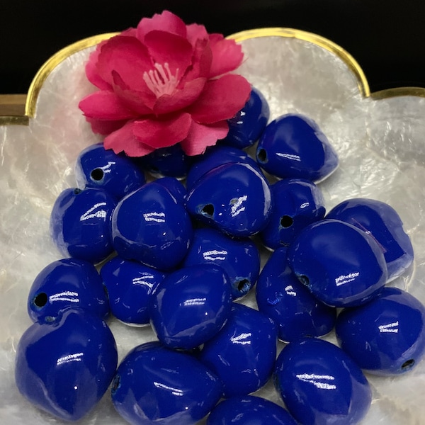 LOOSE Kukui Nuts  Hawaiian Kukui Nuts Loose for Lei Making and Kukui Nut Crafts BLUE 10 pcs