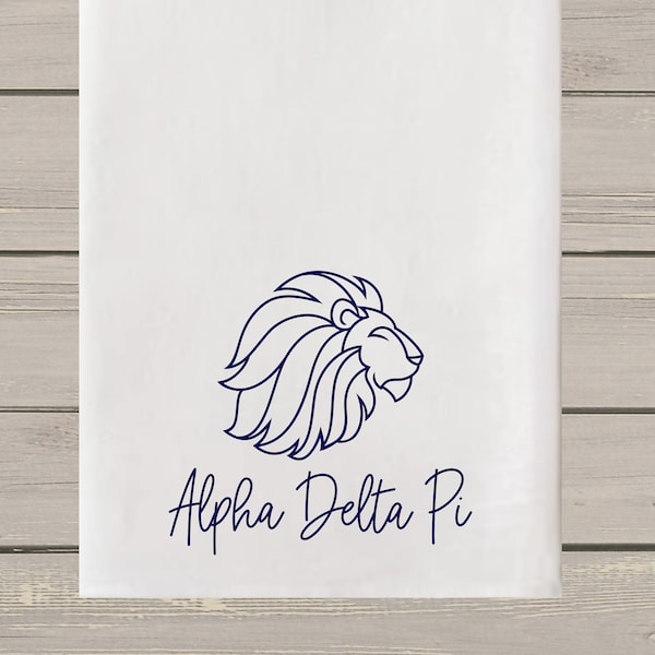 Alpha Delta Pi Sorority Alphie the Lion Tea Towel - ΑΔΠ - Perfect for kitchen, bath, bar - Show your ADPi pride - Great gift - Free shipping