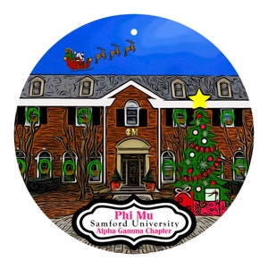 Phi Mu Sorority House at Samford University Christmas Ornament - Alpha Gamma Chapter - ΦΜ - Birmingham, AL - Free Shipping!