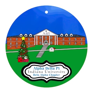 Alpha Delta Pi Sorority House at Indiana University Christmas & All-Season Ornaments - ΑΔΠ - Beta Alpha Chapter - ADPi - Bloomington  IU ΑΔΠ