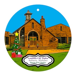 Lambda Chi Alpha Fraternity House at Auburn, Alabama Christmas Ornament - Omega Zeta Chapter - ΛΧΑ - Auburn, AL - Lambda Chi - LXA