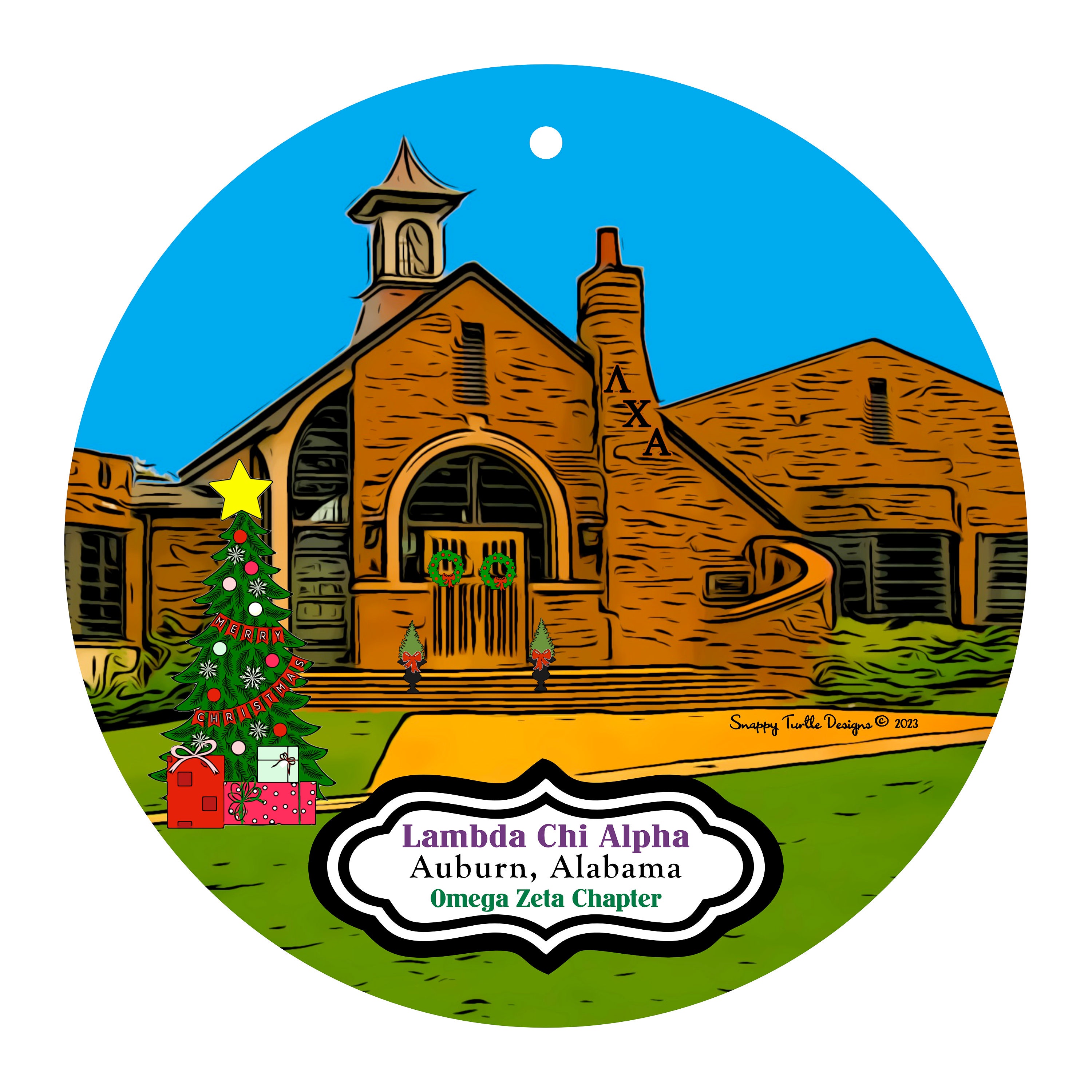 Lambda Chi Alpha Fraternity House at Auburn, Alabama Christmas Ornament ...