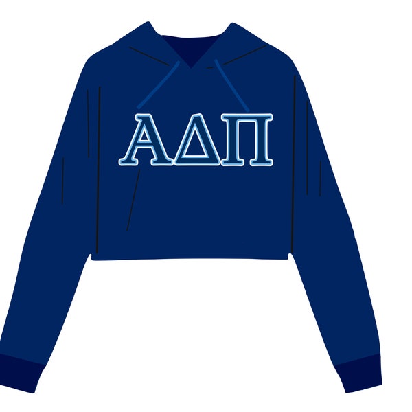 Alpha Delta Pi Sorority Cropped Navy Blue Hoodie Sweatshirt- ΑΔΠ - Lightweight Hoodie - ADPi - Licensed designer