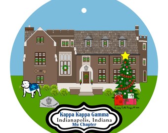 Kappa Kappa Gamma Sorority House at Butler University Christmas Ornaments - Mu Chapter - KKG - ΚΚΓ - Indianapolis, Indiana - IN