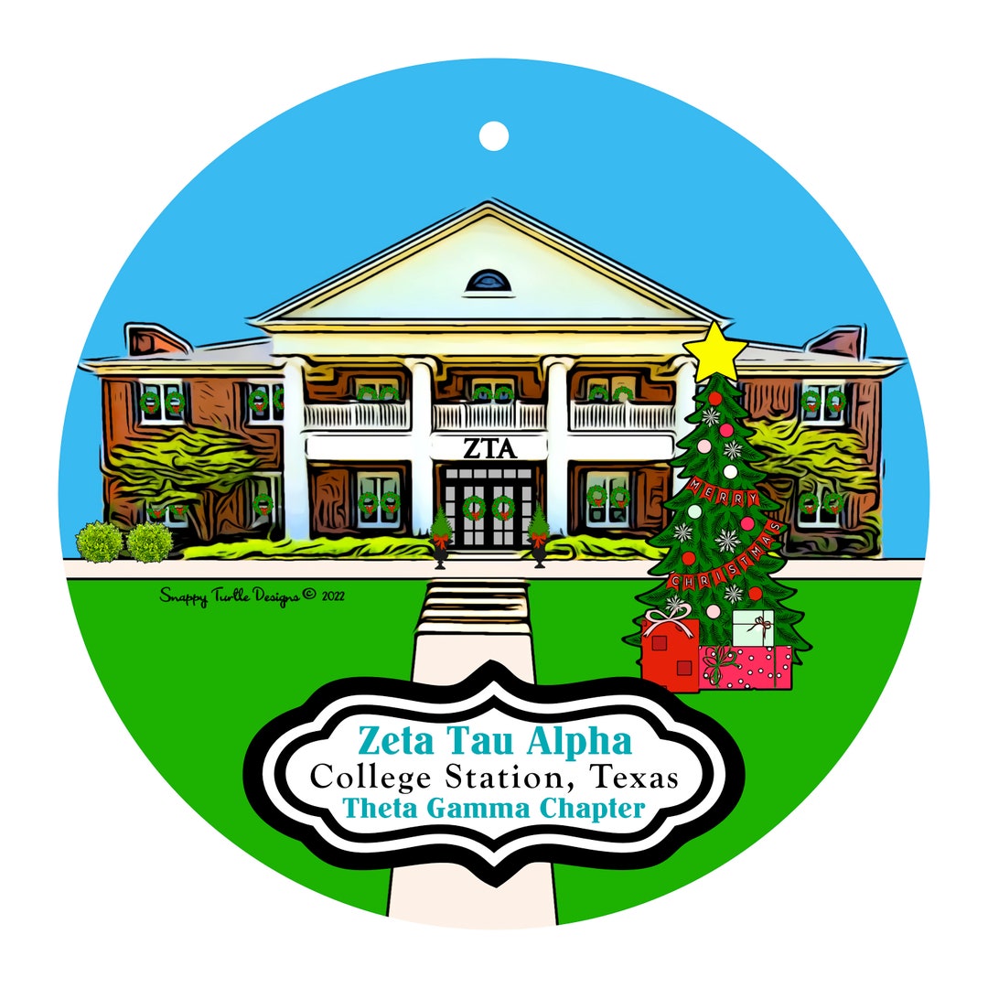 Zeta Tau Alpha Sorority House Christmas Ornament in College