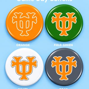 Tennessee Interlocking UT 3 Inch Buttons & Stickers - Vols Game Day Pin - Knoxville Football Button - Available in Multiple Colors