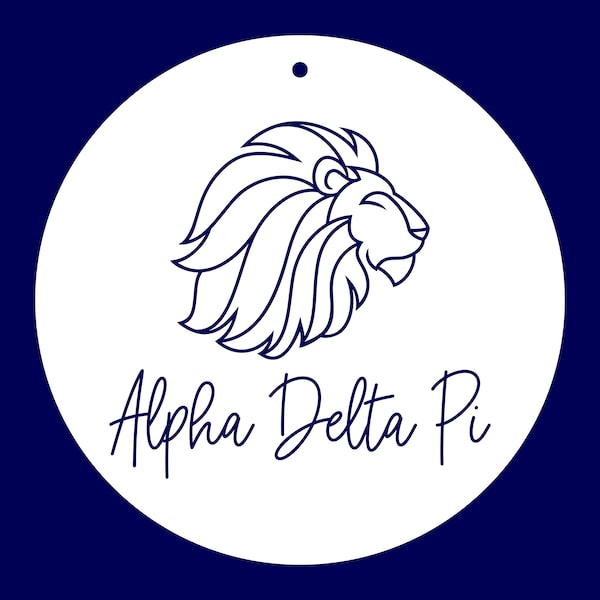 Alpha Delta Pi Sorority Alphie the Lion Christmas Ornament- ΑΔΠ - Customize with a Name and Year for an Extra Special Memory - Free Shipping