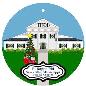 Pi Kappa Phi Fraternity House Current & Vintage Houses in Starkville, Mississippi Christmas Ornaments - Iota Nu Chapter - ΠΚΦ - Pi Kapp  MSU