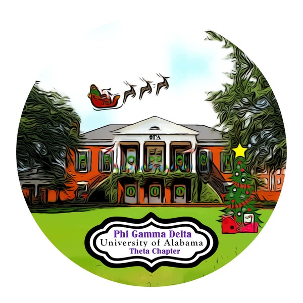 Phi Gamma Delta Fraternity House at the University of Alabama Christmas Ornament - Theta Chapter - Phi Gam - FIJI - ΦΓΔ - Free Shipping!!!