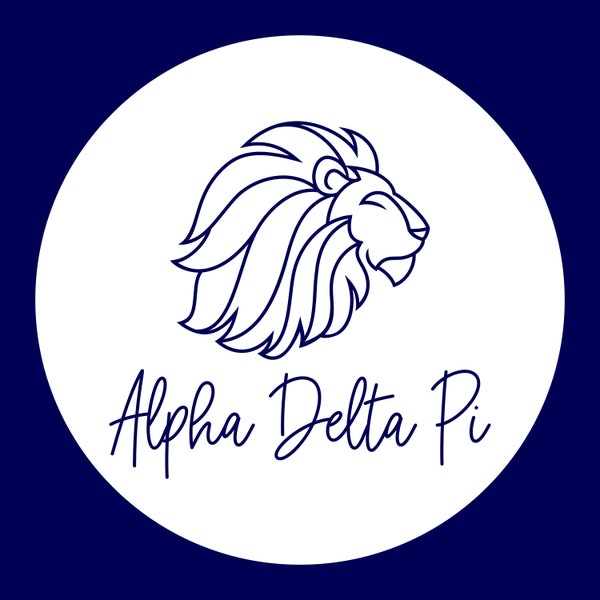 Alpha Delta Pi Stickers featuring Alphie the Lion - Round ΑΔΠ stickers in various sizes  - Laminated for durability - ADPi - Free Shipping