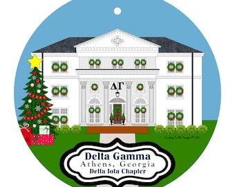 Delta Gamma Sorority House in Athens, Georgia Christmas Ornament- Delta Iota Chapter - ΔΓ - DG - GA - Free Shipping - Licensed