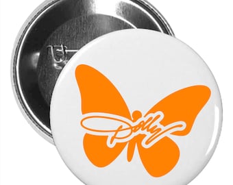 Dolly Orange Butterfly UT Knoxville Pin Back Button & Stickers | Tennessee Football Game Day Button | Dolly Butterfly Badge | Knoxville TN