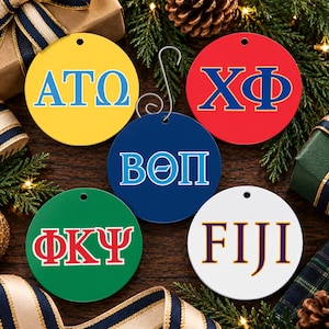 Fraternity Greek Letter Christmas Ornaments | Personalized Acrylic Greek Gifts