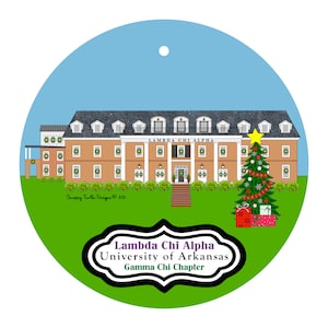 Lambda Chi Alpha Fraternity House at the University of Arkansas Christmas Ornaments and Print - Gamma Chi Chapter - ΛΧΑ - Fayetteville, AR