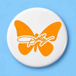 Dolly Orange Butterfly UT Knoxville Pin Back Button & Stickers | Tennessee Football Game Day Button | Dolly Butterfly Badge | Knoxville TN