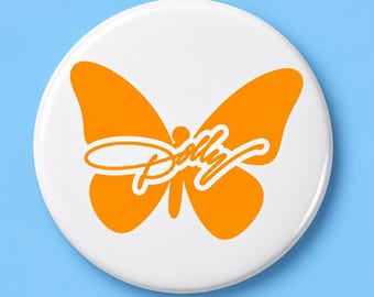 Dolly Orange Butterfly UT Knoxville Pin Back Button & Stickers | Tennessee Football Game Day Button | Dolly Butterfly Badge | Knoxville TN