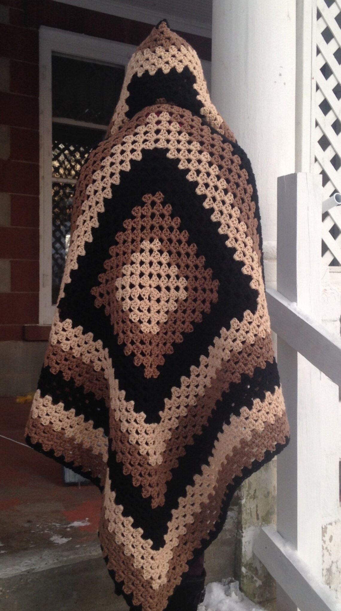Crochet PATTERN Hooded Blanket, Granny Square Hooded Blanket, Afghan