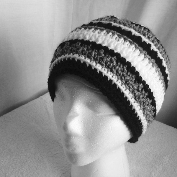 Crochet PATTERN - October Hat, easy crochet hat pattern, striped crochet hat, crochet mens hat pdf, easy crochet beanie pattern, crochet pdf