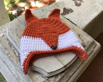 Crochet PATTERN - crochet fox hat pattern, baby fox hat crochet pattern, easy baby boy crochet pattern, crochet fox hat pdf, kids fox hat