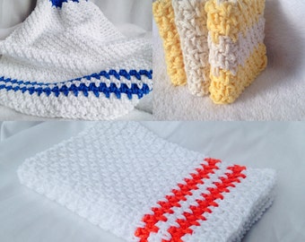 Crochet PATTERN - kitchen crochet pattern set, beginner patterns, crochet washcloth, crochet kitchen towel, crochet hanging towel pattern,